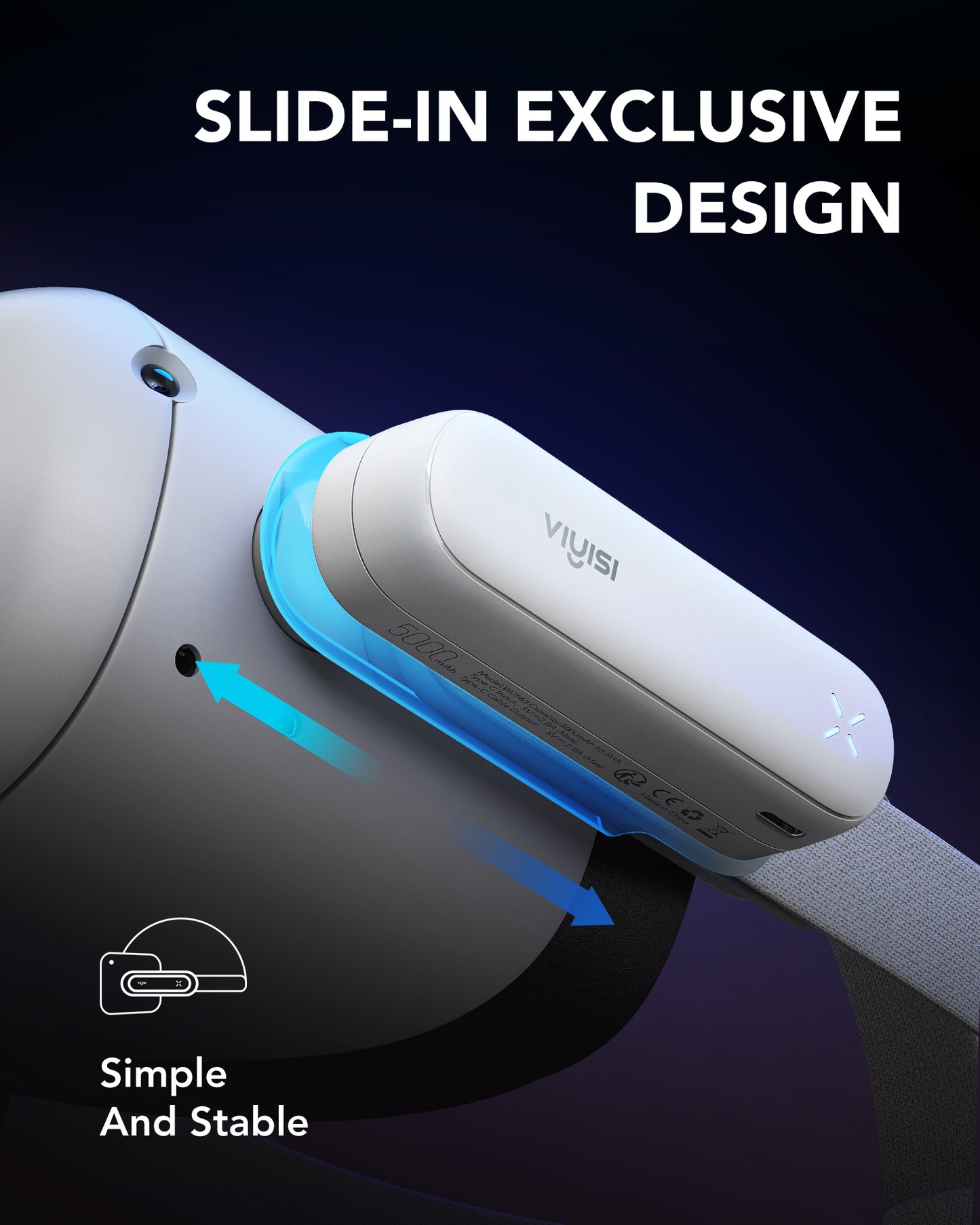 Battery Pack for Meta Quest 3/3S and Oculus Quest 2 with 5000mAh