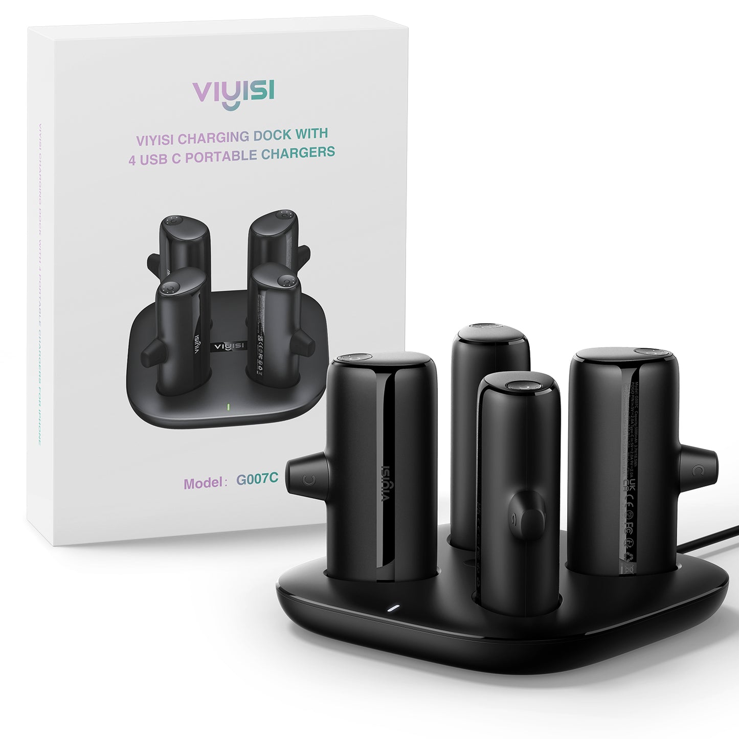 Portable Charger Station USB C 5000mAh, 4 Pcs Fast Charging Power Bank