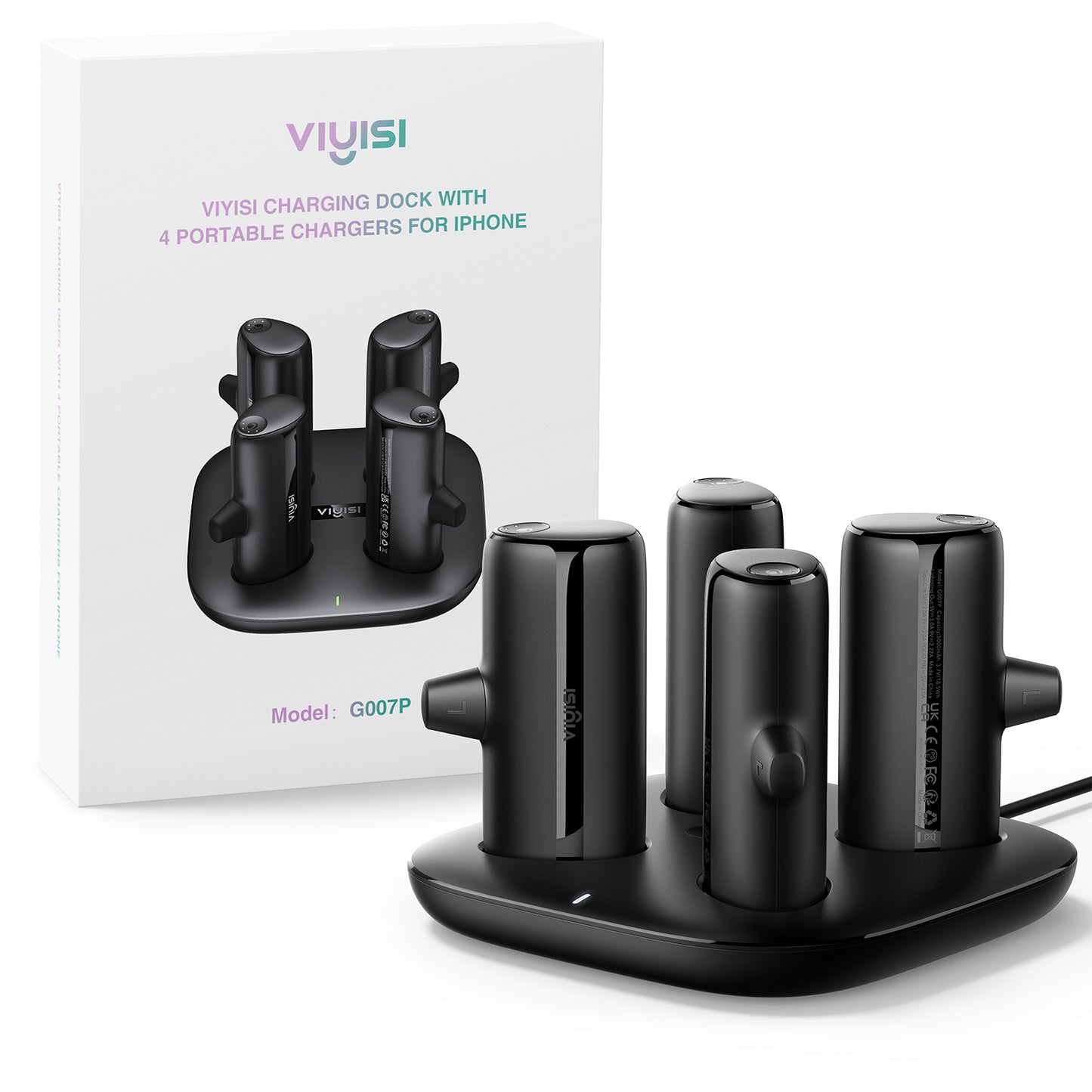 Charger Station Kit for iPhone, Portable Chargers 5000mAh with Magnetic Charging Station Dock