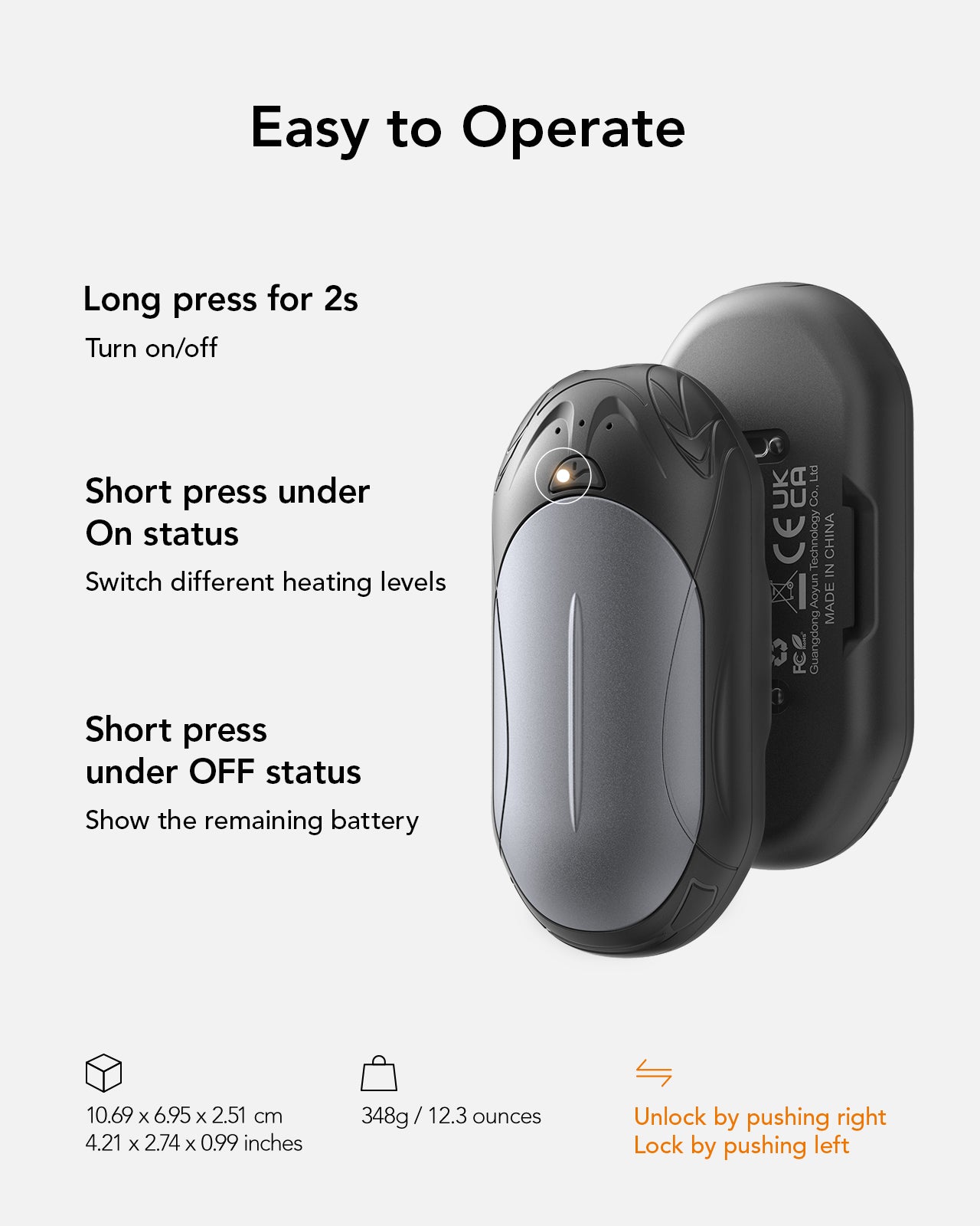 Hand Warmers Rechargeable 2 Pack with 6000mAh Safe Heating for Up to 20 Hours