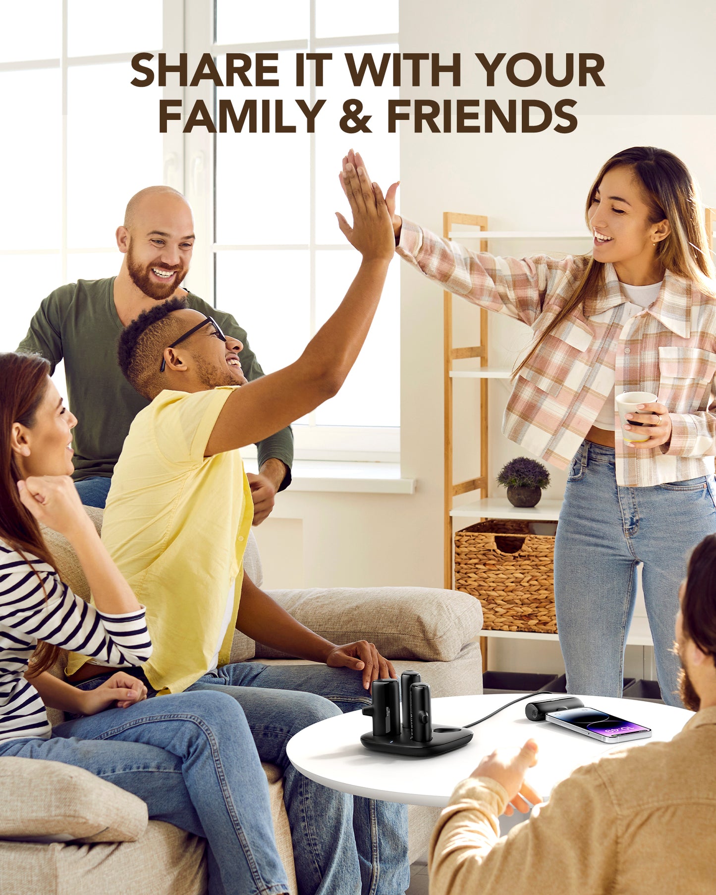 Charger Station Kit for iPhone, Portable Chargers 5000mAh with Magnetic Charging Station Dock