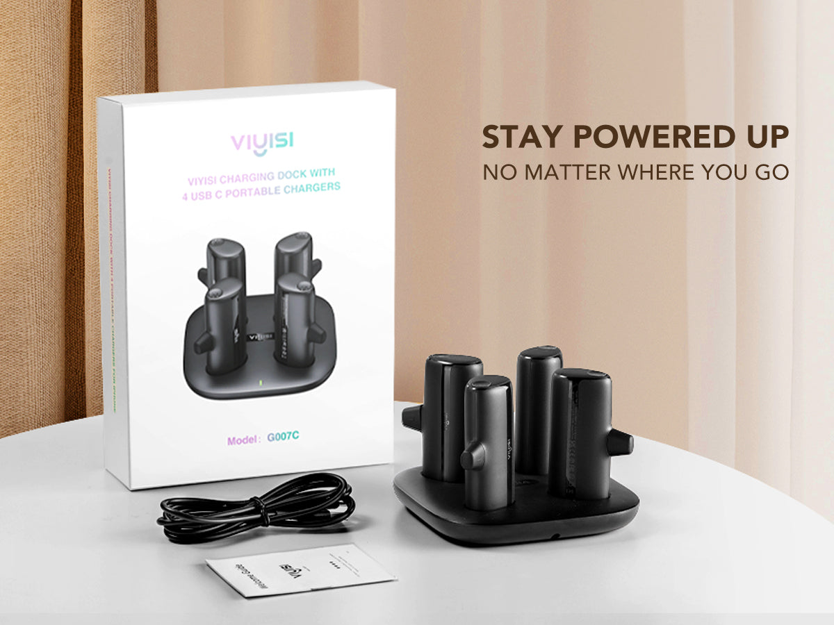 Portable Charger Station USB C 5000mAh, 4 Pcs Fast Charging Power Bank