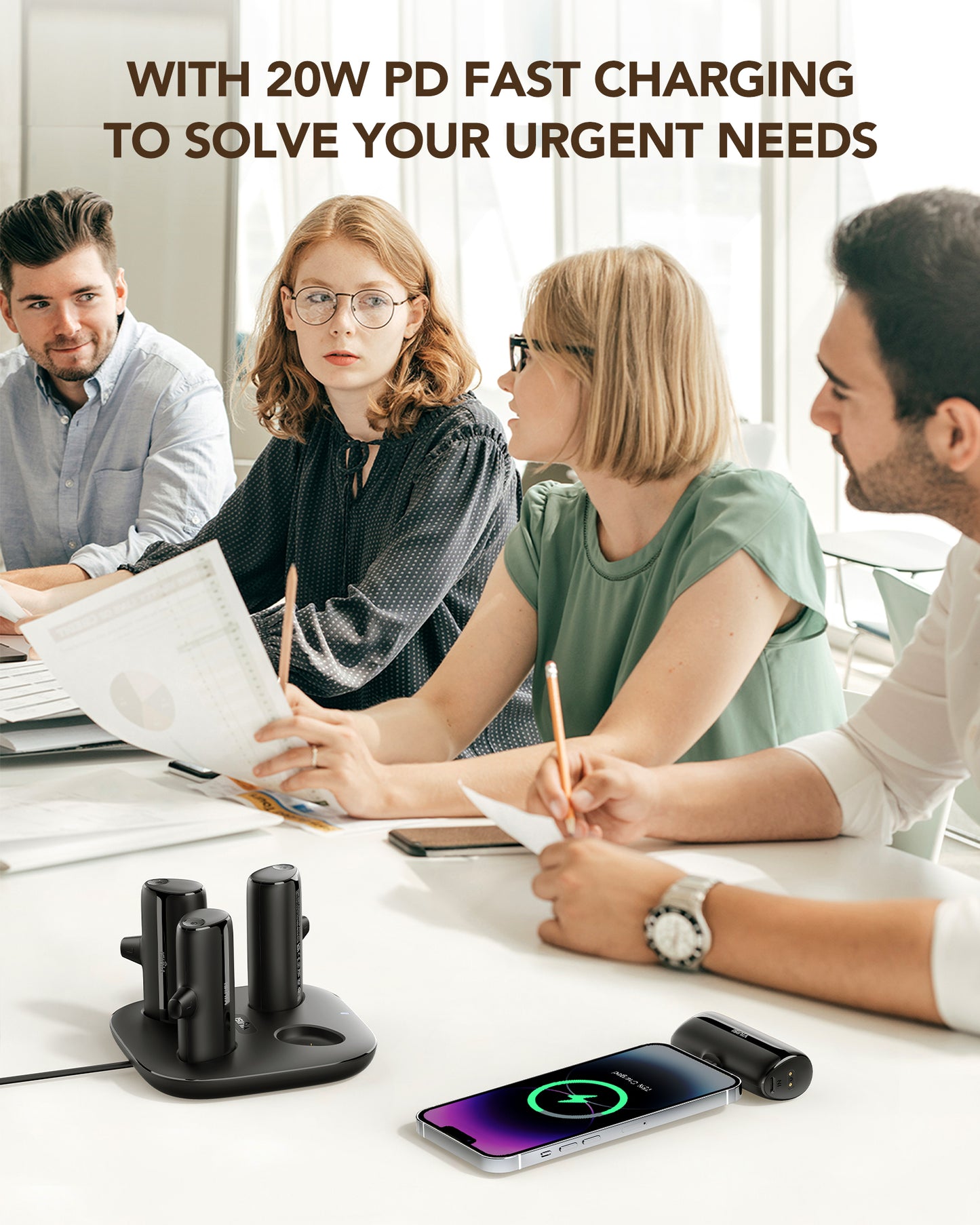 Charger Station Kit for iPhone, Portable Chargers 5000mAh with Magnetic Charging Station Dock