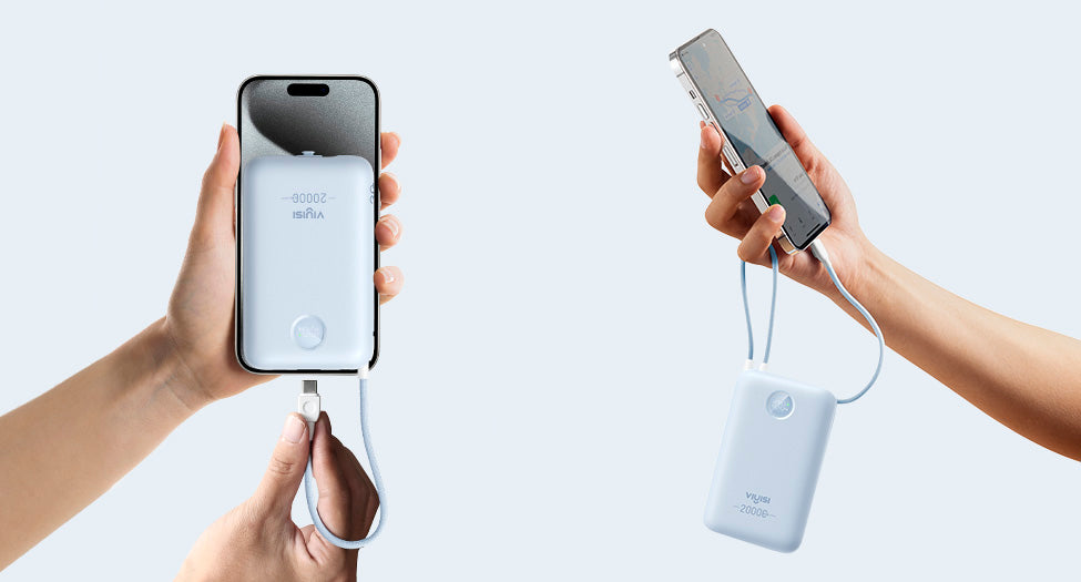 20000mAh Power Bank with Built-in Cables & LED Display for iPhone & Android
