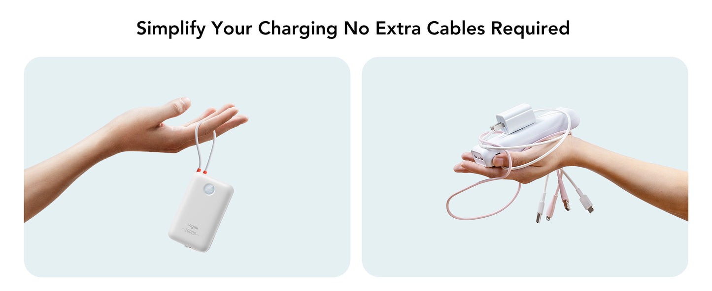 20000mAh Power Bank with Built-in Cables & LED Display for iPhone & Android