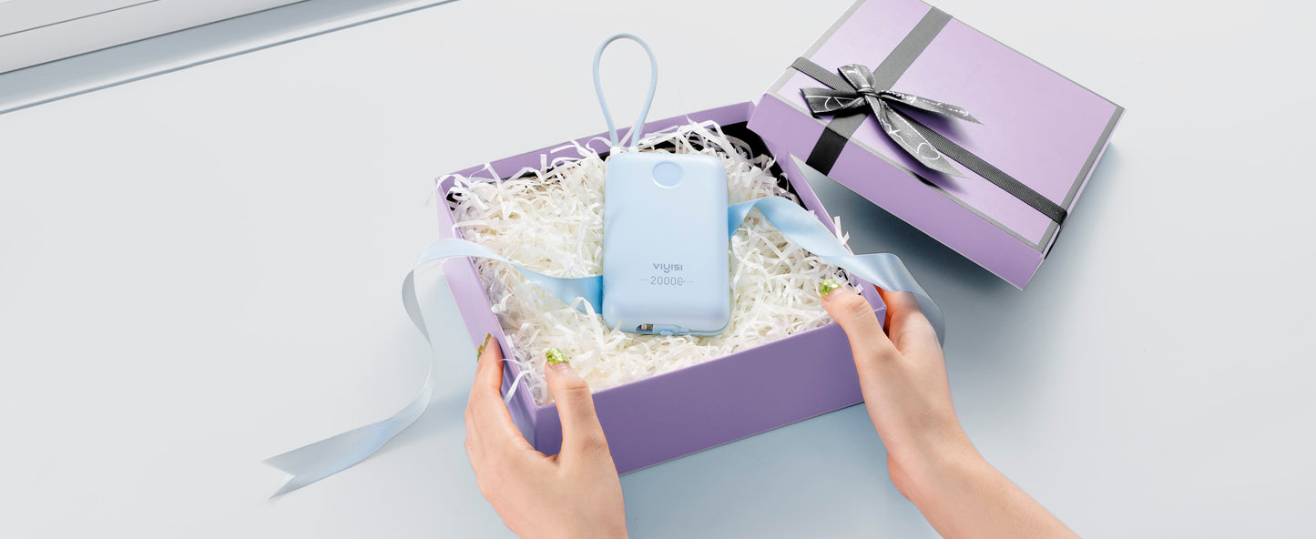 20000mAh Power Bank with Built-in Cables & LED Display for iPhone & Android