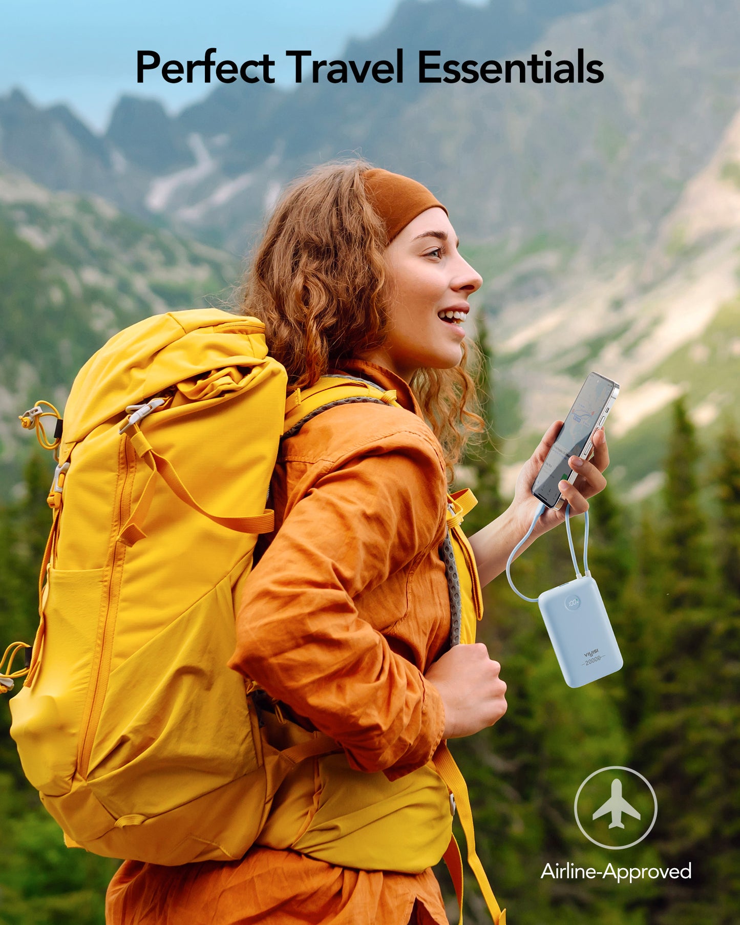 20000mAh Power Bank with Built-in Cables & LED Display for iPhone & Android